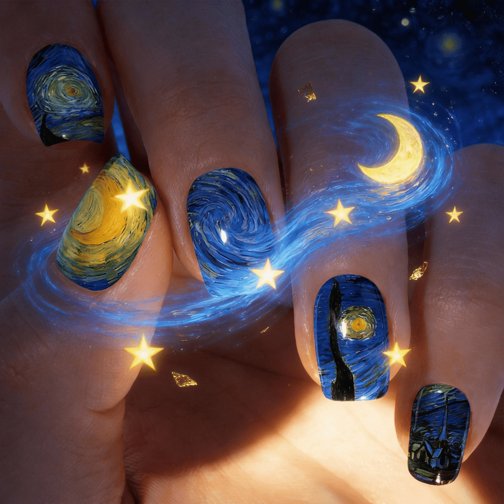 Nail Art Van Gogh - 24 шт. средних квадратных винтажных накладных