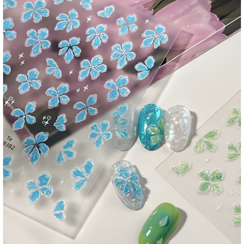 Nail Art Ice Blue - Прозрачные зеленые, синие, розовые наклейки для