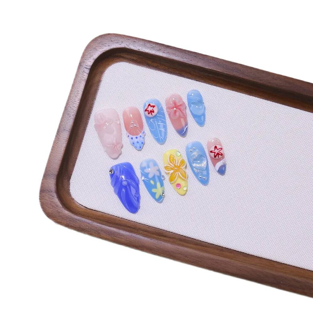 Nail Art Ice Blue - Роскошные накладные ногти ручной работы в