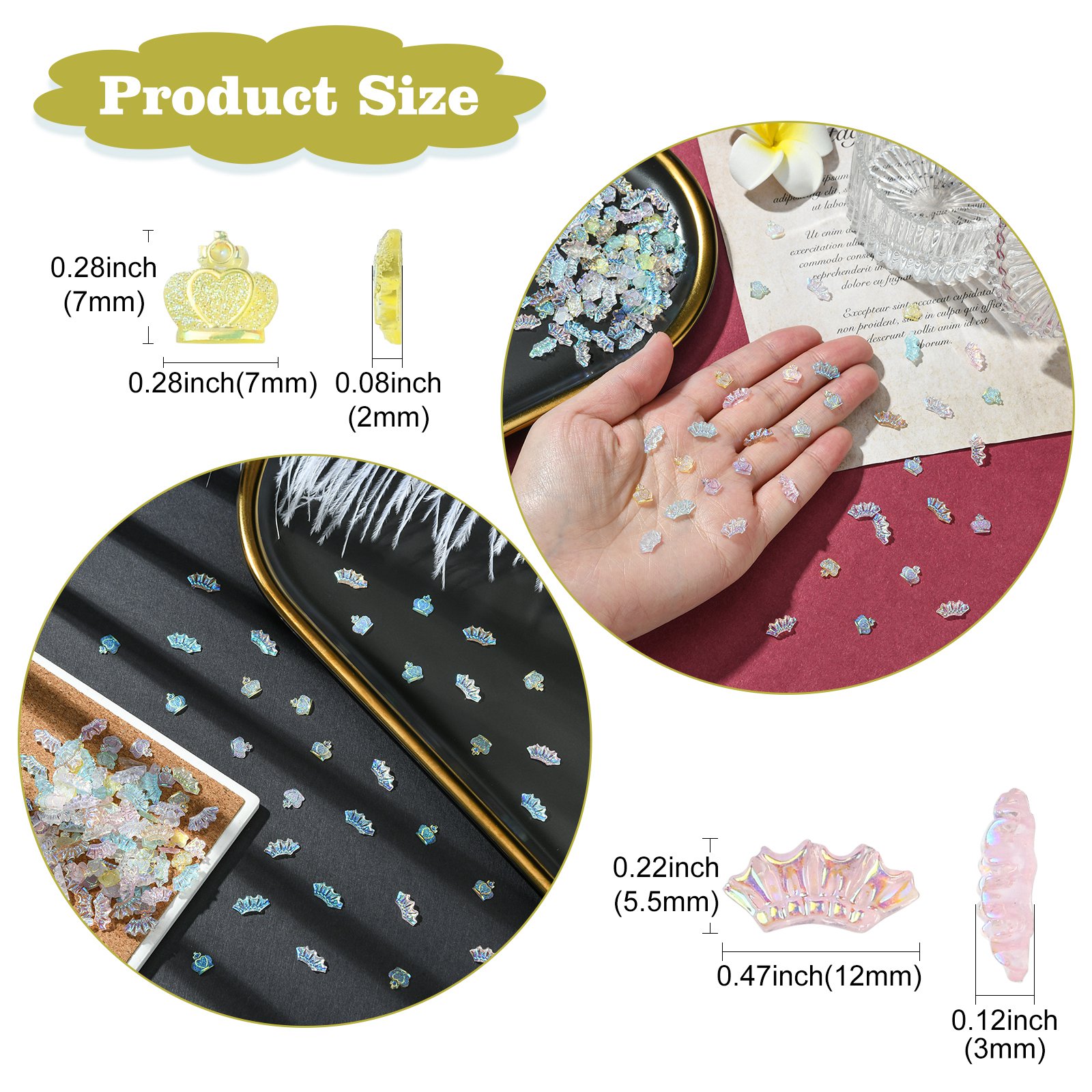 200 шт., красочная Корона, дек – обзор и цена Nail Art Queen