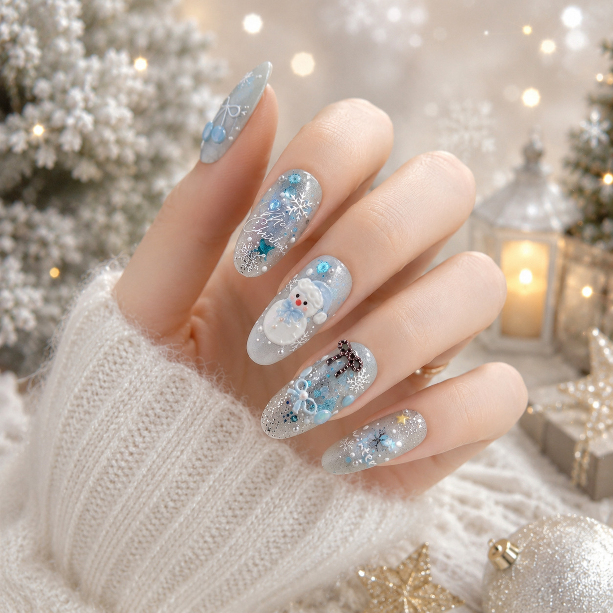 Рождественские наклейки для но – обзор и цена Nail Art Ice Blue