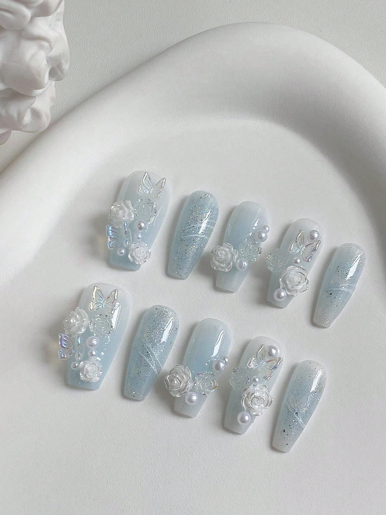 Набор из 10 длинных накладных  – обзор и цена Nail Art Ice Blue