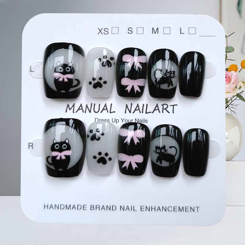 10 шт., милый мультяшный черны – обзор и цена Nail Art Cat Eye