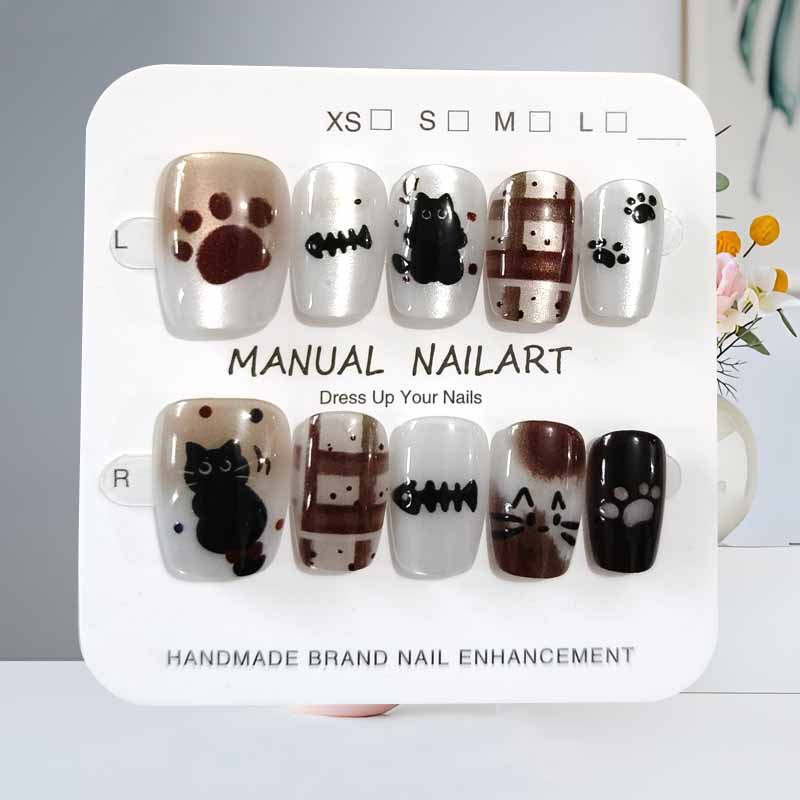 10 шт., милый мультяшный черны – обзор и цена Nail Art Cat Eye